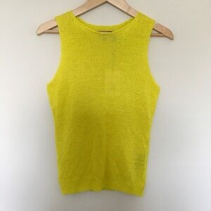 Theory Bright Lime Sag Harbor Chain Linen Blend Sleeveless Shell Tank Top M $325